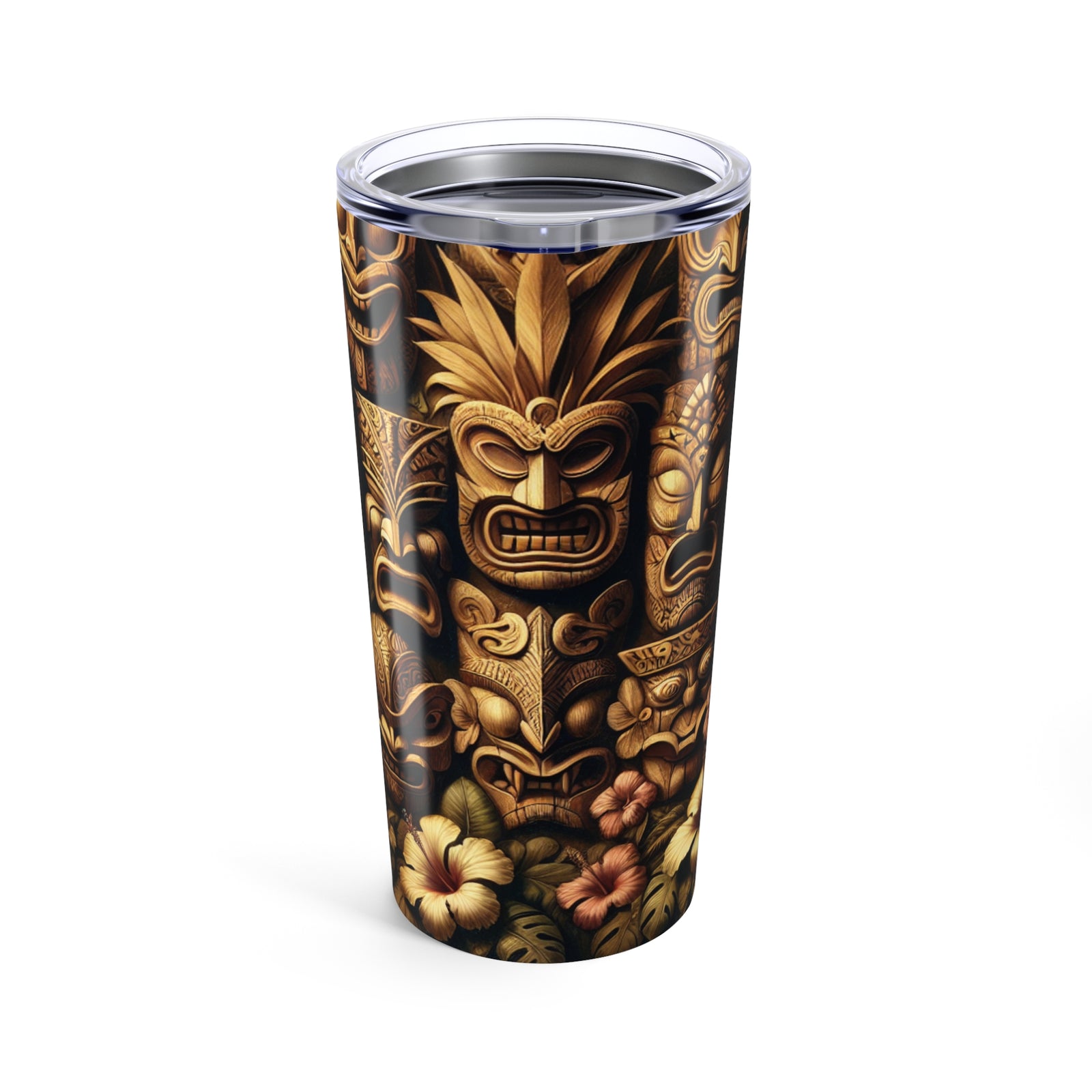 20oz Tropical Glossy Tumbler / Tiki Totem Faces