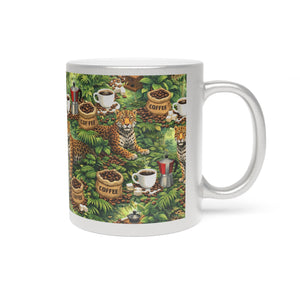 Tropical Metallic Mug, Gold or Silver — Leopard & Coffee