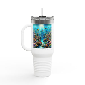 Insulated Travel Mug, 40oz / Busy Coral Reef - Perfect for Outdoor Adventures