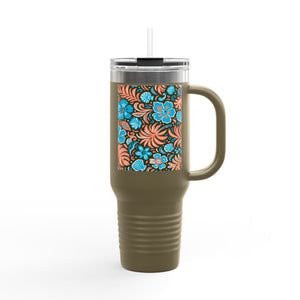 Insulated Travel Mug, 40oz / Beach Dreams, Coral Blues