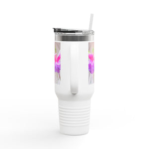 Insulated Travel Mug, 40oz / Floral Two Fuchsias, Gothic - Perfect for Outdoor Adventures