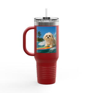 Puppy Ariel the Dog Surfer Insulated Travel Mug - 40oz - Perfect for Outdoor Adventures