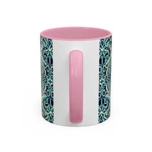 Accent Color Coffee Mug, Many Colors - 11oz & 15oz / Twisted Aqua Octopus