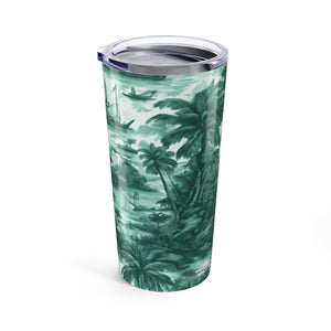 20oz Tropical Glossy Tumbler / Tropical Toile, Evergreen