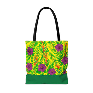 Midnight Flower Lime Tote Bag - 3 Sizes