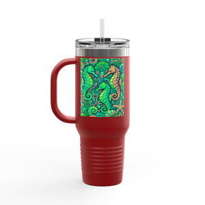 Seahorses Lime Insulated Travel Mug - 40oz - Perfect for Outdoor Adventures