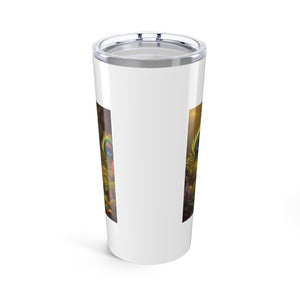 20oz Tropical Glossy Tumbler, Stainless Steel / Baby Peacock, White