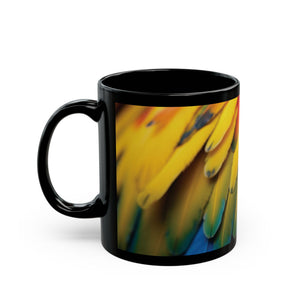 Parrot Feather Black Mug — Vibrant Tropical Coffee Cup (11oz & 15oz)