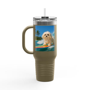 Puppy Ariel the Dog Surfer Insulated Travel Mug - 40oz - Perfect for Outdoor Adventures