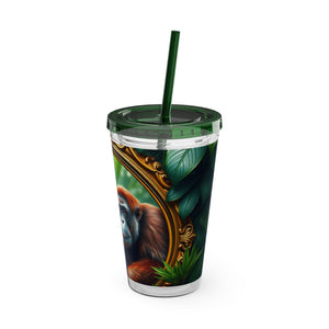 Tropical Tumbler with Straw | 16 oz: Framed Orangutan Apes
