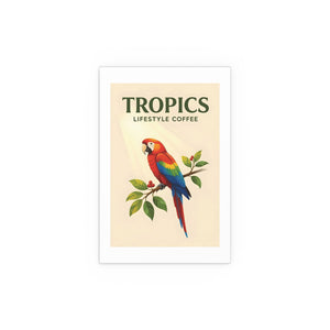 Vintage Coffee Wall Art, Vintage Silk Poster ~ Tropics Parrot (Brand)