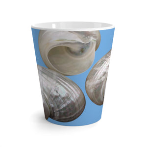 Latte White Mug - Perfect for Coffee Enthusiasts / Lustrous Seashell Trio, Light Blue