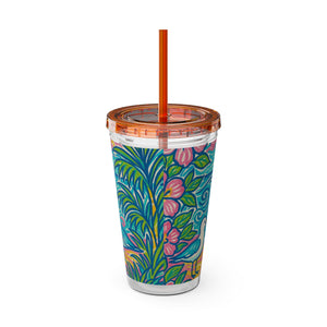 Tropical Tumbler with Straw | 16 oz: Beach Seagulls
