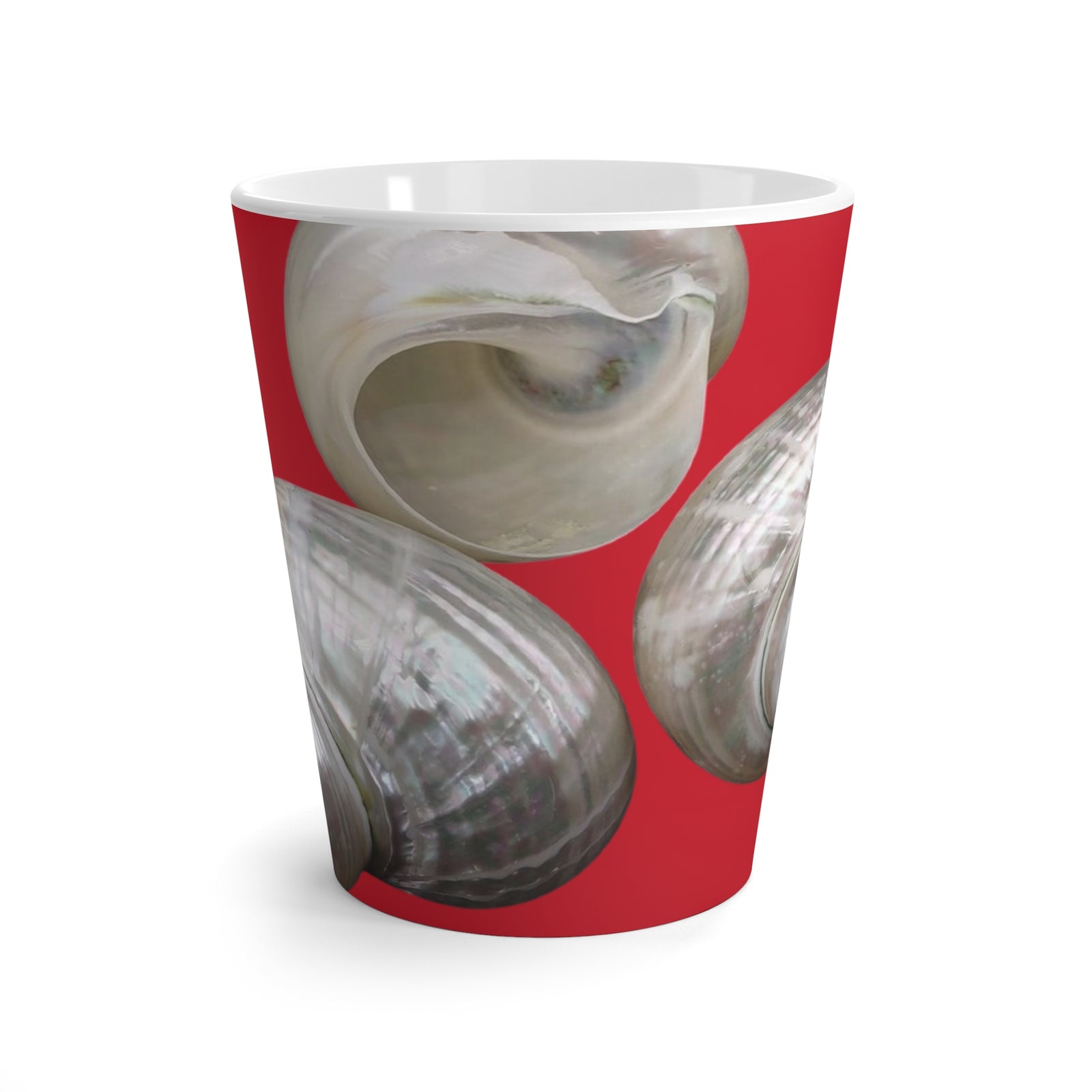 Latte Mug - Perfect for Coffee Enthusiasts / Lustrous Seashell Trio, Red