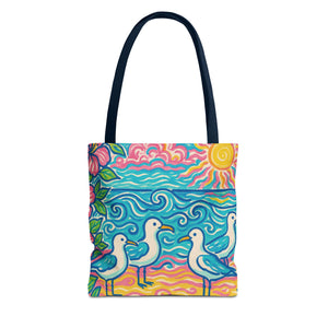 Tropical Beach Seagulls Tote Bag - 3 Sizes