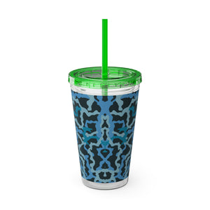 Tropical Tumbler with Straw | 16 oz: Coral Threads, Blue