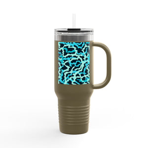 Insulated Travel Mug, 40oz / Coral Reef Threads, Turquoise - Perfect for Outdoor Adventures