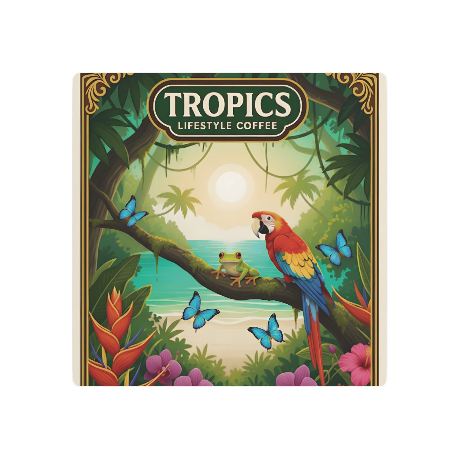Tropics Metal Art Sign — Tropical Parrot Wall Decor