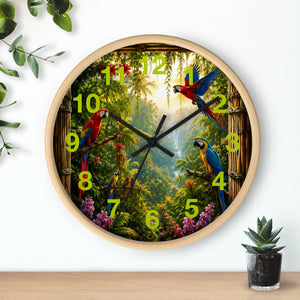 Tropical Parrot Jungle Wall Clock ~ Paradise Falls