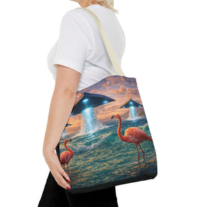 UFO and Flamingos Tote Bag - 3 Sizes