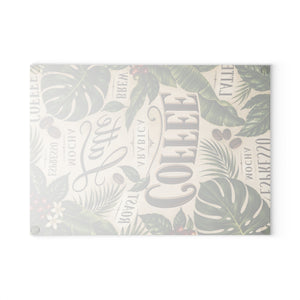Glass Coffee Station Tray, 2 Sizes – Tropical Latte & Espresso Typography