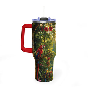 40oz Tropical Parrot Vacuum Tumbler – Insulated Travel Mug