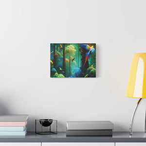 Tropical Parrots Canvas Wall Art — Vibrant Flight School Jungle Scene Matte