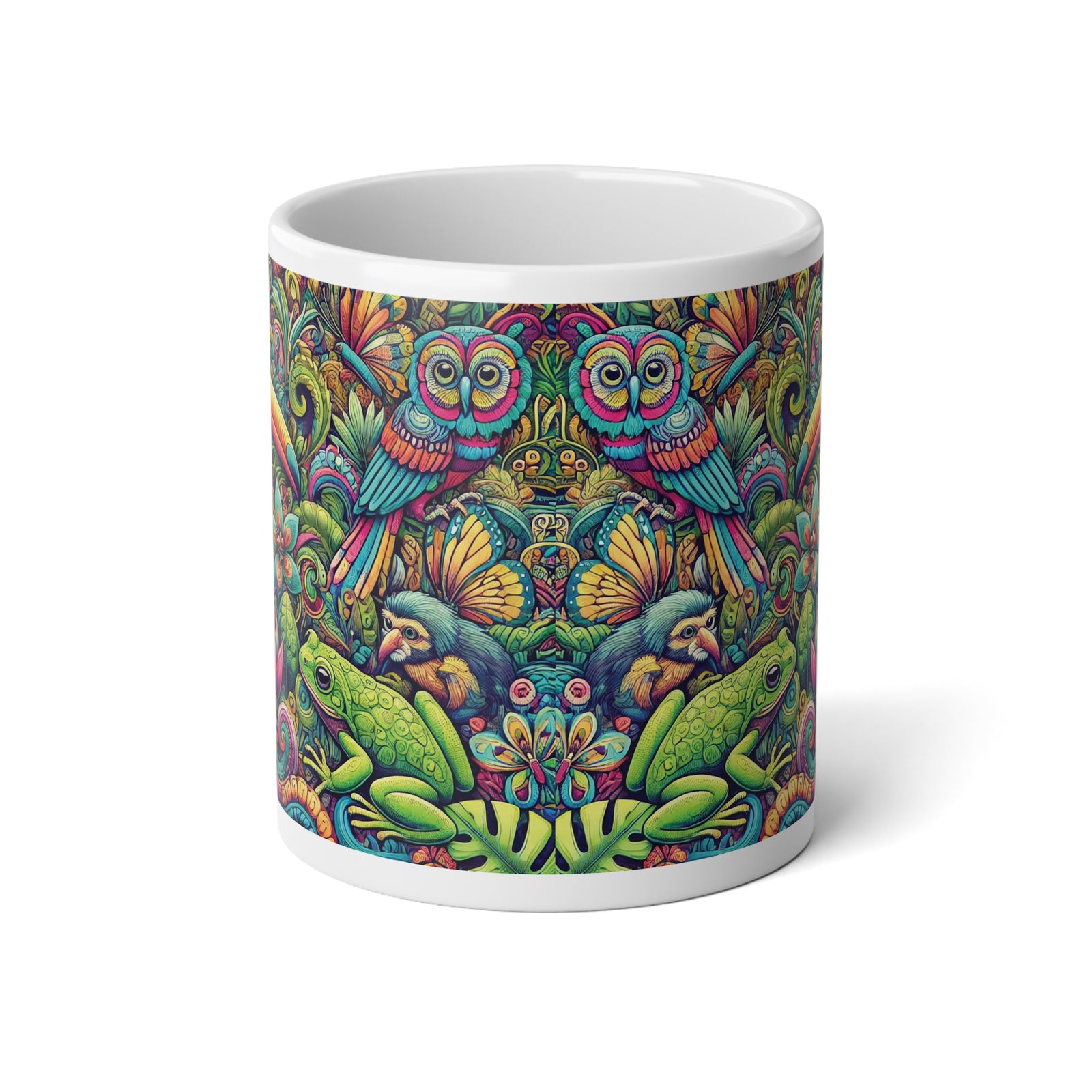Jumbo Mug, 20oz, Rainforest Parrots | Tropical Coffee Cup