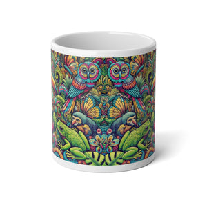 Jumbo Mug, 20oz, Rainforest Parrots | Tropical Coffee Cup