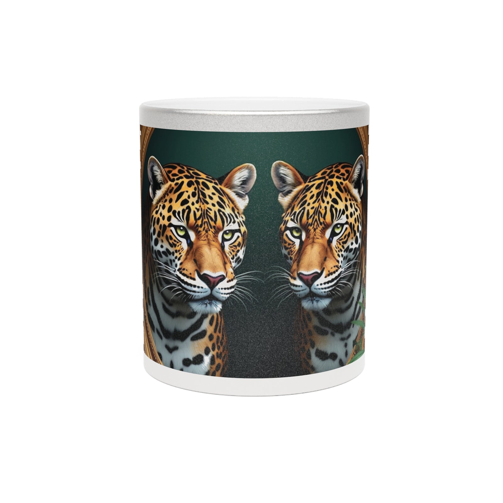 Tropical Metallic Mug, Gold or Silver - Framed Jaguars