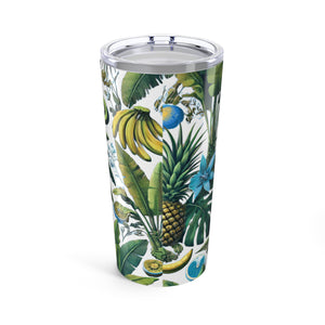 20oz Tropical Glossy Tumbler, Stainless Steel / More Tropical Fruit, White