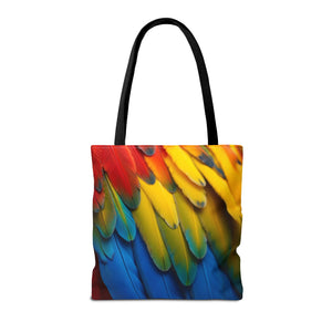 Tropical Macaw Parrot Feathers Tote Bag - Colorful Design, 3 Sizes