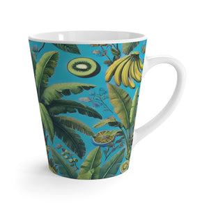 Latte White Mug - More Tropical Fruit, Aqua Blue
