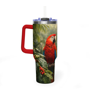 40oz Tumbler — Scarlet Macaws & Coffee Plants Insulated Mug