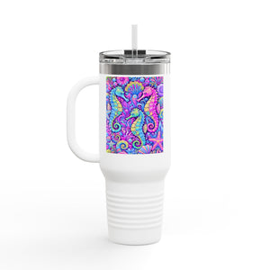 Seahorses/Fantasy Pop nsulated Travel Mug - 40oz - Perfect for Outdoor Adventures