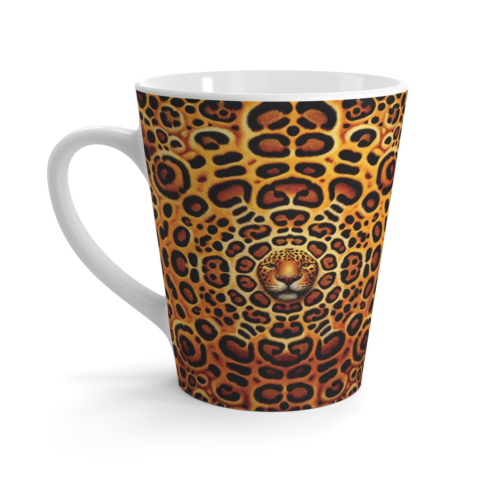 Latte White Mug - Kaleido Jaguar Spots
