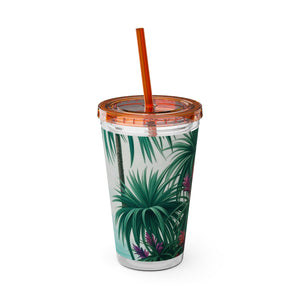 Tropical Tumbler with Straw | 16 oz: Tiny Palm Island