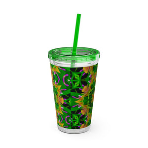 Tropical Tumbler with Straw | 16oz Colorful Travel Cup / Kaleido Orchid