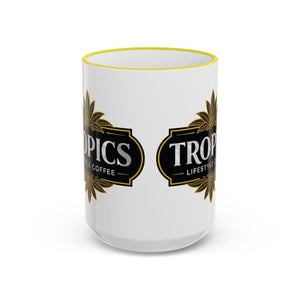Accent Rim & Handle Mug – Tropics Lifestyle Coffee, Deco Long Logo