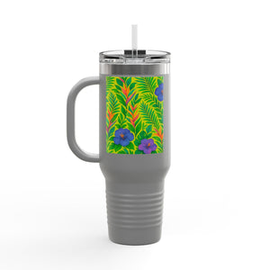 Midnight Flower Lime Insulated Travel Mug - 40oz - Perfect for Outdoor Adventures