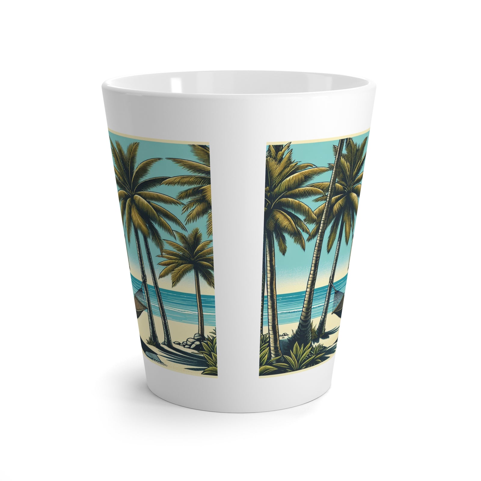 Latte White Mug - Perfect for Tropical Lovers & Coffee Enthusiasts / Hammock on the Beach