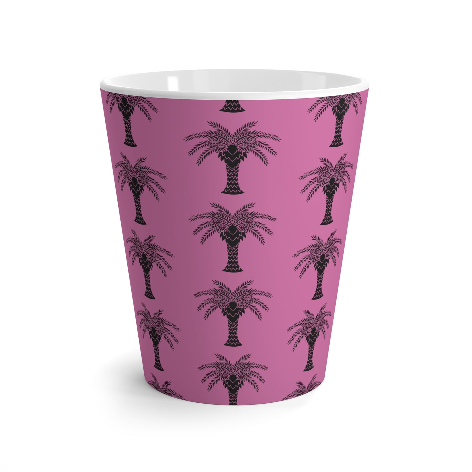 Latte White Mug - Perfect for Coffee Enthusiasts / Art Deco Stylish Palm, light pink
