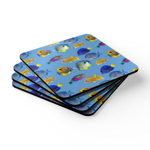 Coaster Set/4 - School of Fish/Light Blue