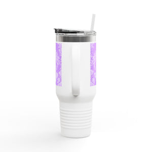 Insulated Travel Mug - 40oz - Perfect for Outdoor Adventures / Pearl Lady Toile/Amethyst
