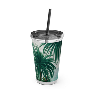 Tropical Tumbler with Straw | 16 oz: Tiny Palm Island