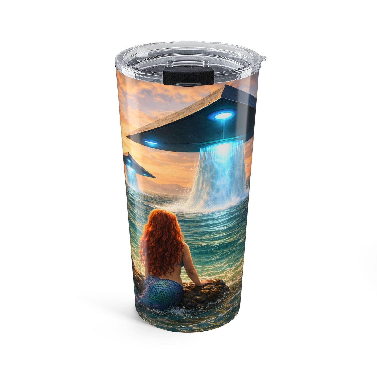 Mermaid & UFO 20oz Tumbler — Surreal Ocean Coffee Drinkware