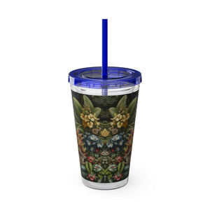 Tropical Tumbler with Straw | 16 oz: Rainforest Rabbit Outing
