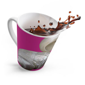 Latte White Mug - Perfect for Coffee Enthusiasts / Lustrous Seashell Trio, Dark Pink
