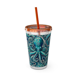 Tropical Tumbler with Straw | 16oz: Aqua Octopus