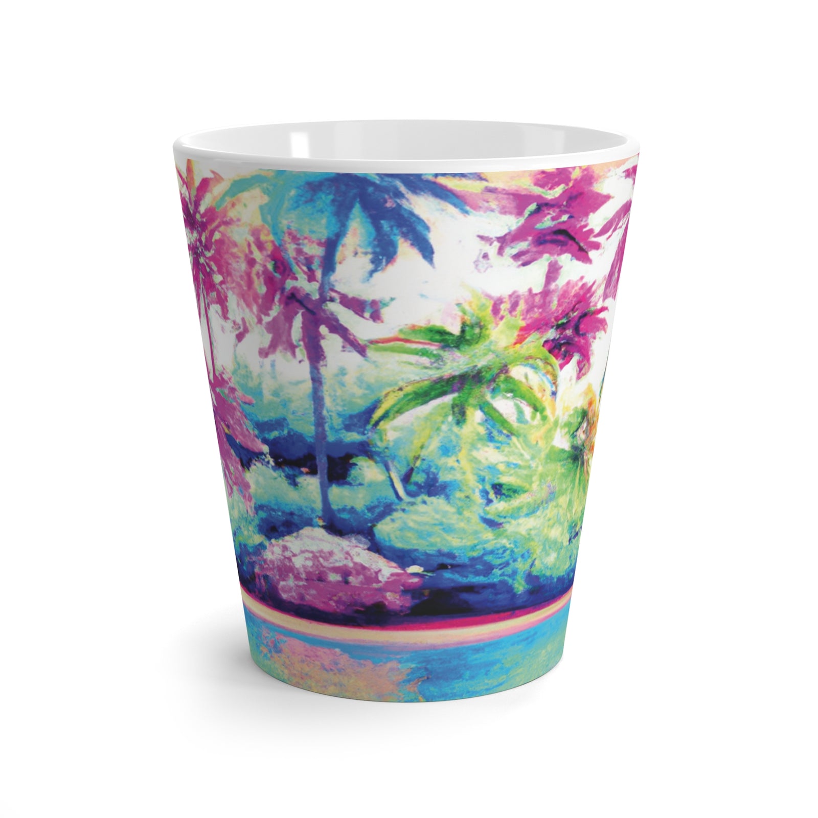 Latte White Mug - Perfect for Coffee Enthusiasts / Watercolor Beach